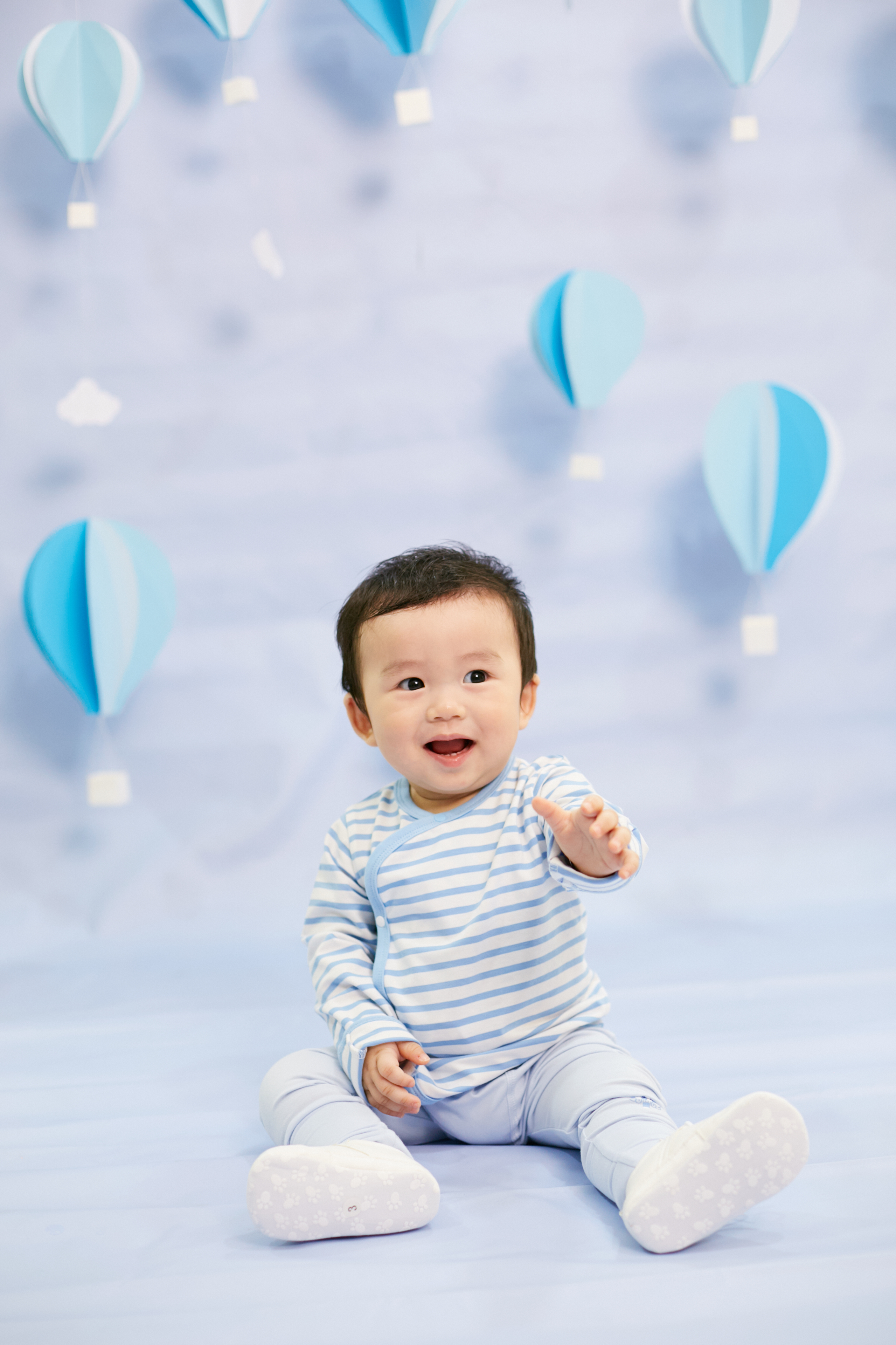 Bộ WOW dài tay cài lệch bé trai bé gái 0 - 12 tháng vải cotton áo sọc WSETPNT1-1166 | OETEO Love From Above