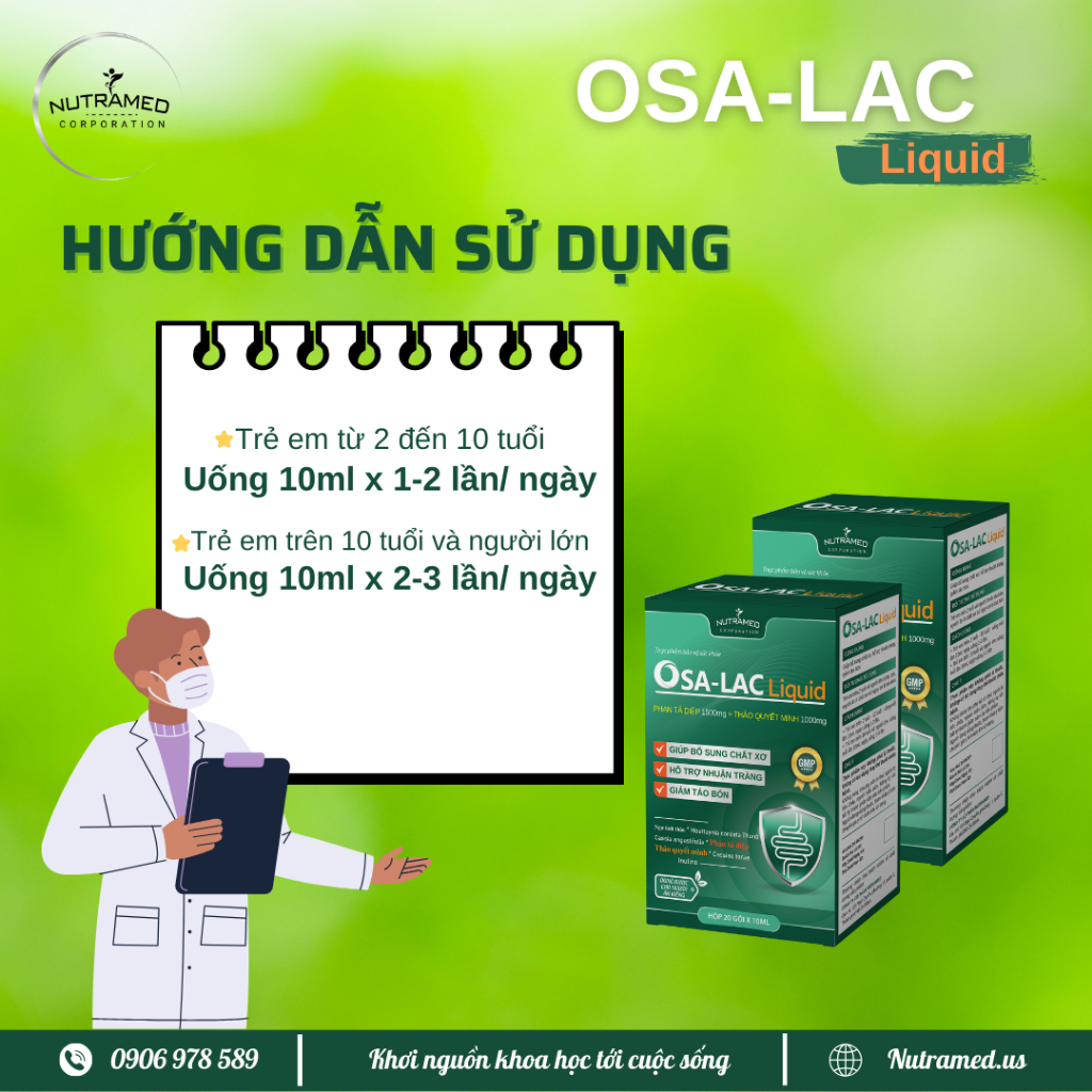 Hình ảnh Gói siro uống hỗ trợ sức khỏe đường ruột OSA-LAC LIQUID - 1 hộp x 20 gói x 10ml