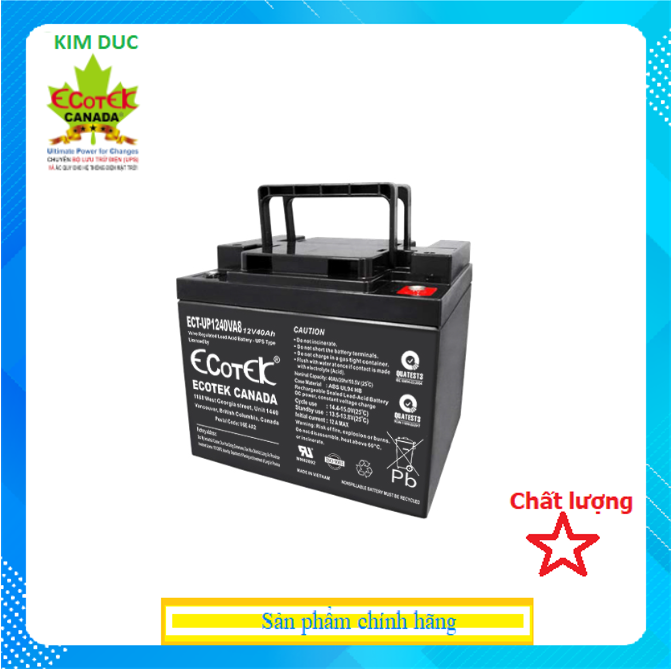 Ắc quy ECOTEK, ECT-UP1240VA8,12V40AH - Dùng cho Bộ Lưu Điện - Hàng Chính Hãng