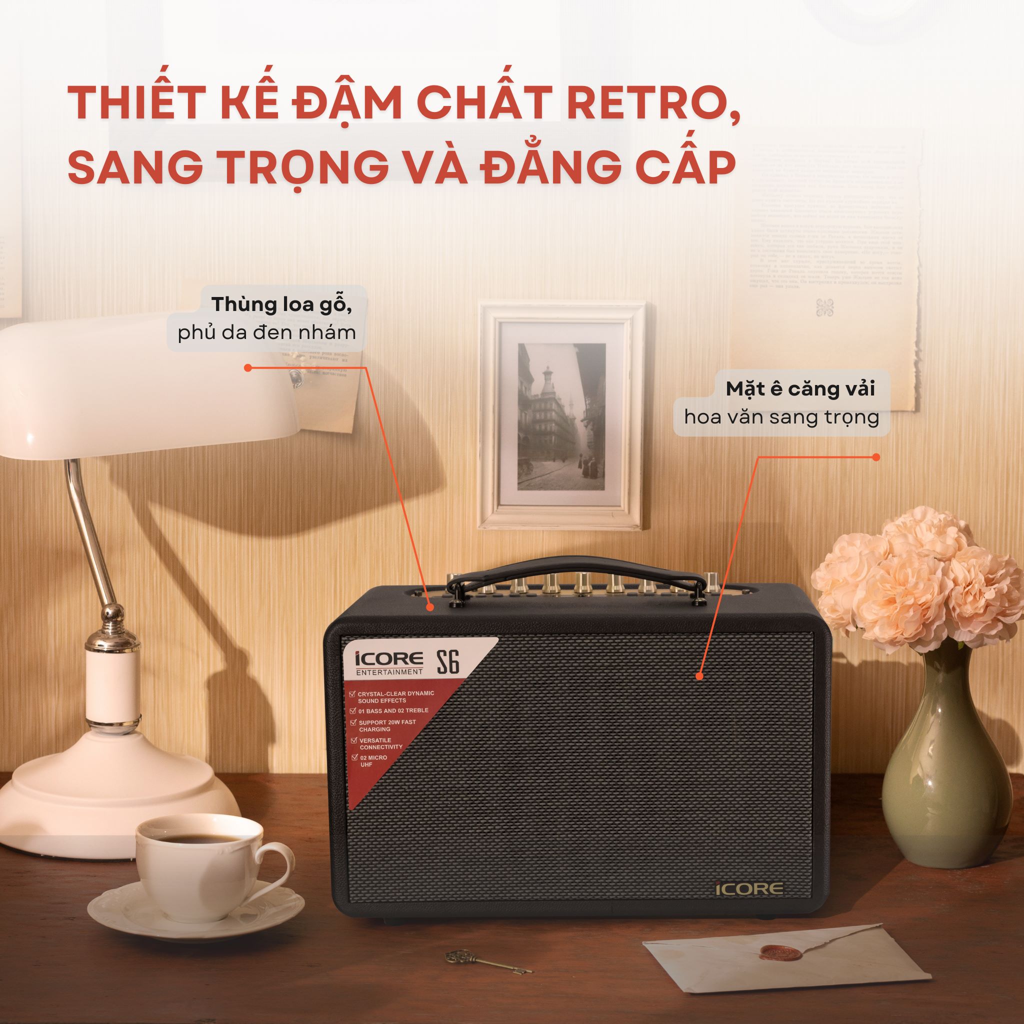 Bộ Loa Karaoke xách tay iCore S6 kèm 02 micro - Hàng Chính Hãng