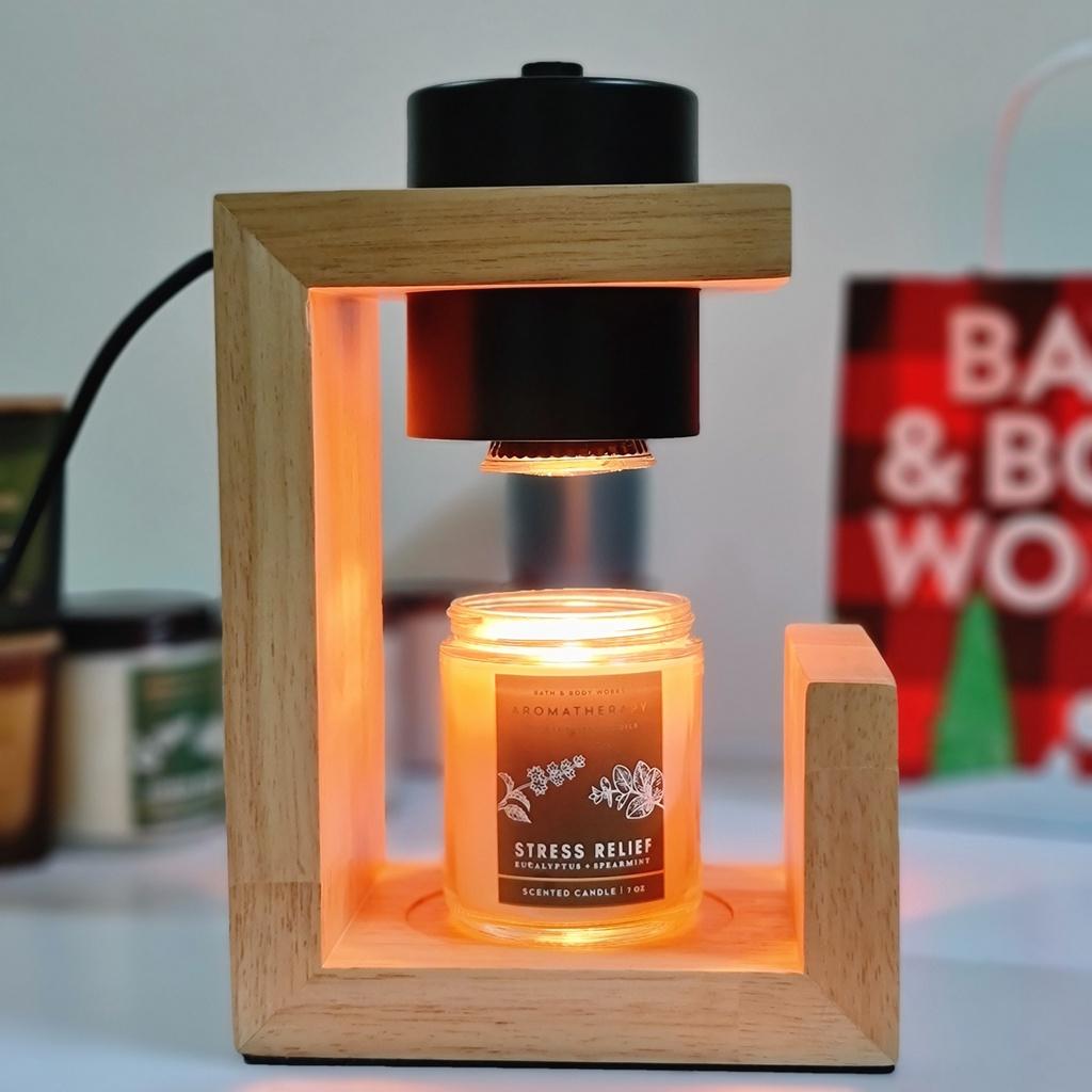 Đèn đốt nến thơm khung gỗ - Dùng cho nến BBW, Candle Cup, Yankee - Chỉnh độ sáng to nhỏ