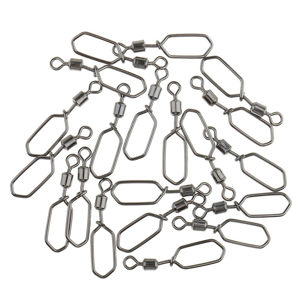 20Pcs High Strength Fishing Rolling Swivel with Coastlock Snap, Copper Stainless Steel Connector