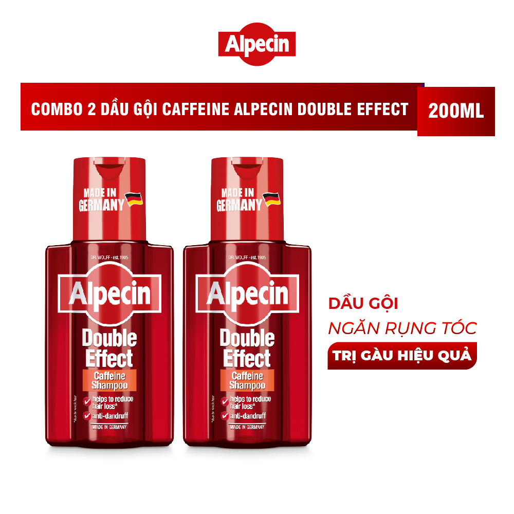 Combo 2 Dầu gội Caffeine Alpecin Double Effect 200ml, ngăn rụng tóc và giảm gàu hiệu quả, cho nam