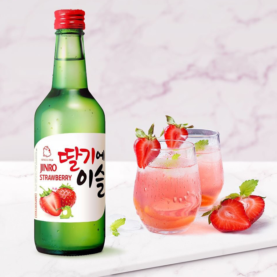 Rượu Soju Hàn Quốc Jinro Strawberry 13% 360ml Không Hộp