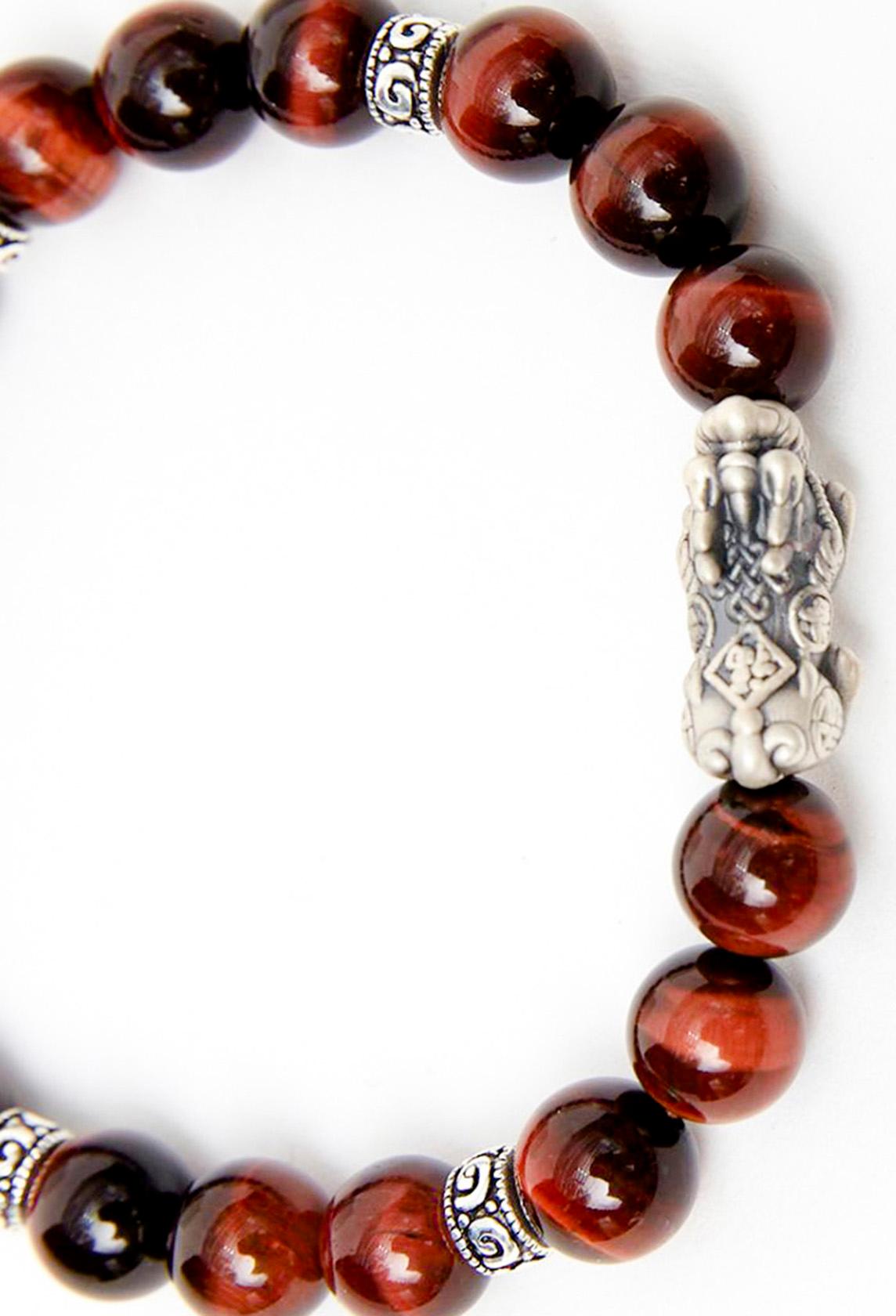 Vòng tay đá mắt hổ phối charm tỳ hưu bạc thái size hạt 8mm - Ngọc Quý Gemstones
