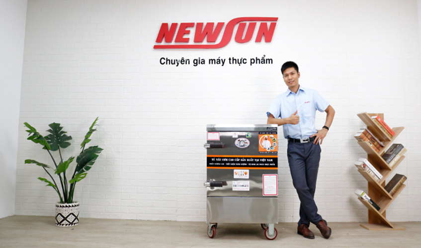 Tủ Nấu Cơm 30 Kg Gạo/ Mẻ Bằng Điện NEWSUN 6 Khay Inox 304 Việt Nam - Hàng Chính Hãng