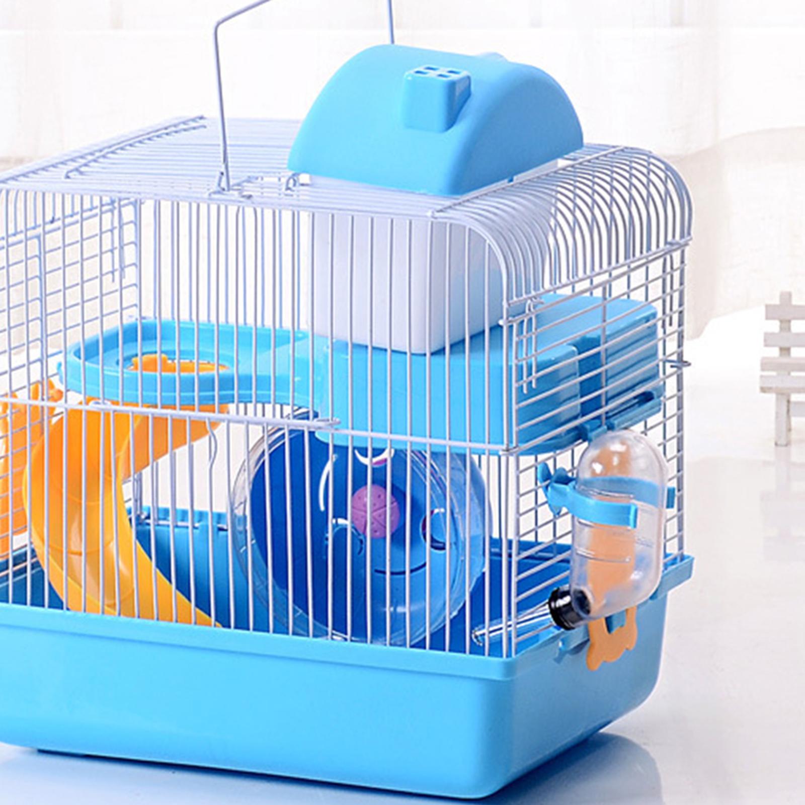 2 Tiers Hamster Cage Habitat Large House Mice Rats Small Animals Light Blue