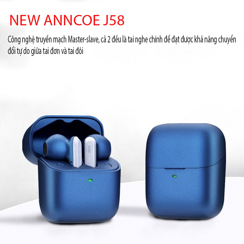 Tai nghe bluetooth không dây Anncoe  j58 True Wireless chống ồn hiệu quả - Thiết kế trẻ trung, cá tính – Định vị - Cảm ứng – Thời gian sử dụng lên tới 4h - Hàng Chính Hãng