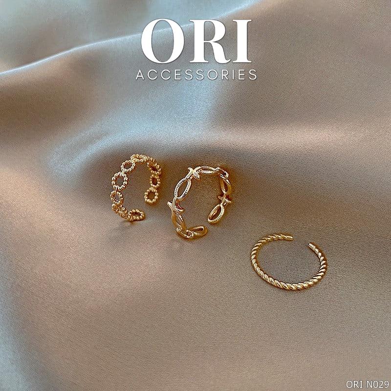 Set 3 nhẫn nữ Freesize độc đáo Seward tinh tế thời trang ORI ACCESSORIES N029