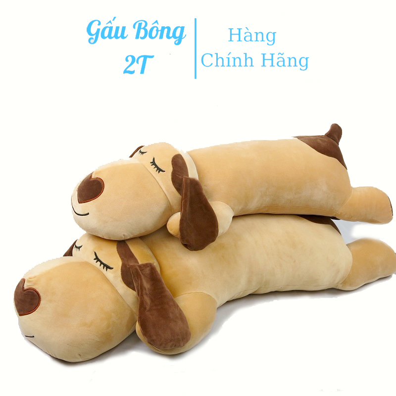 Gấu Bông, Gối Ôm Chó Nâu Mũi Tim-Gấu Bông 2T-Thú Nhồi Bông Cao Cấp Lót Bông Gòn Cao Cấp