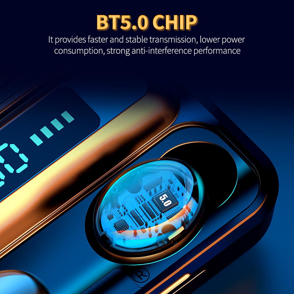F9-5C BT5.0 True Wireless Headphones In-ear Sports Earbuds with Intelligent Fingerprint Touch Control