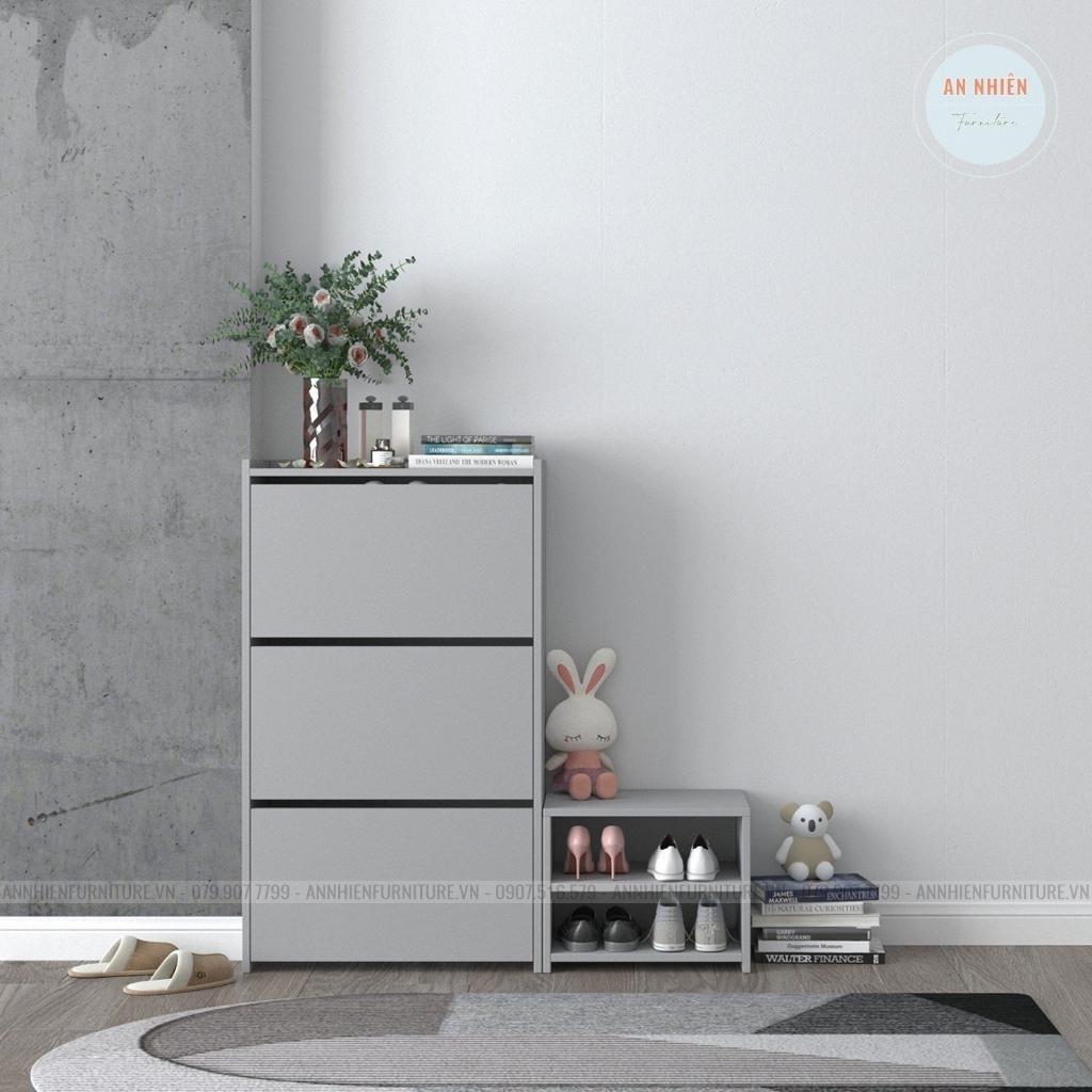Tủ giày dép thông minh - Kệ giày MDF 3 tầng sức chứa siêu lớn - Kèm ghế vừa ngồi vừa để được giày