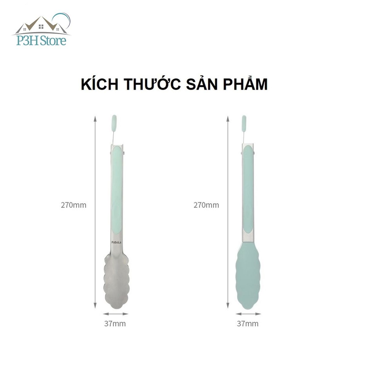 Kẹp gắp thức ăn 9 inches tay cầm Silicone PS-216