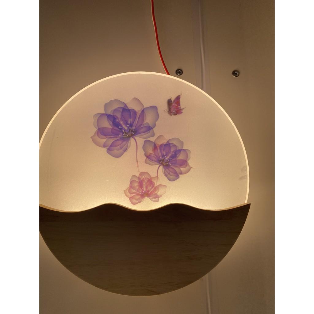 Đèn gắn tường hình 3 bông hoa tím - bóng led tiết kiệm điện