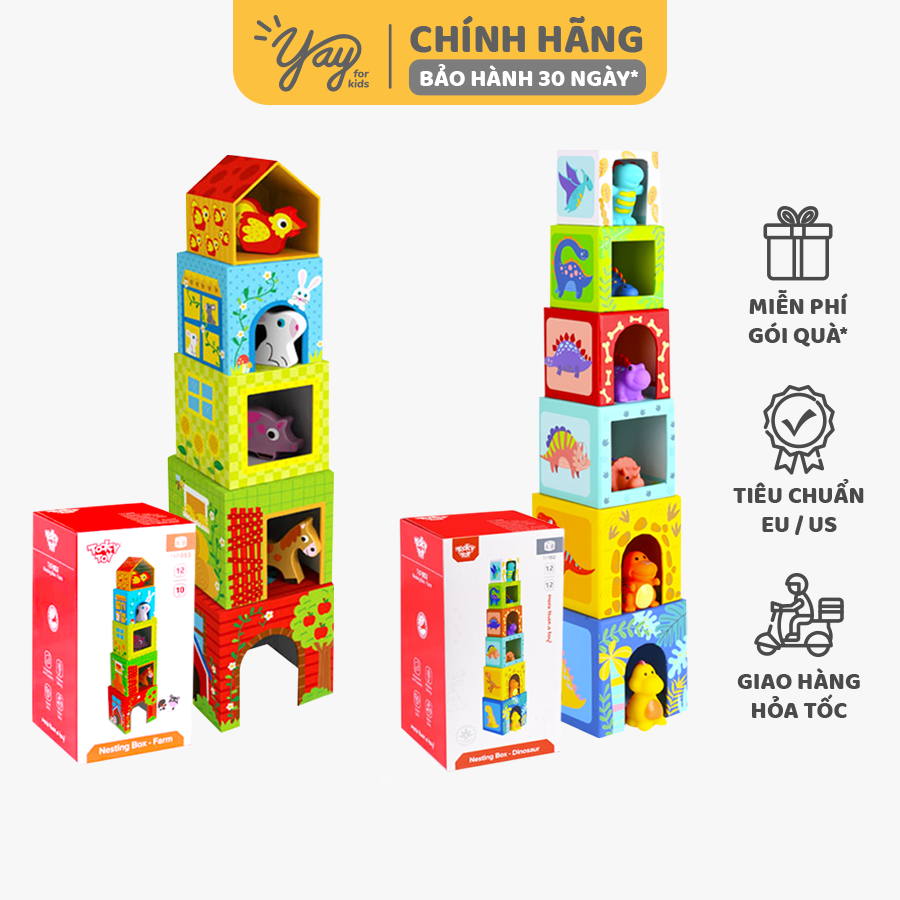 [NHIỀU MẪU] Trò Chơi Chiếc Hộp Sắp Xếp cho bé 12m+ - Tooky Toy