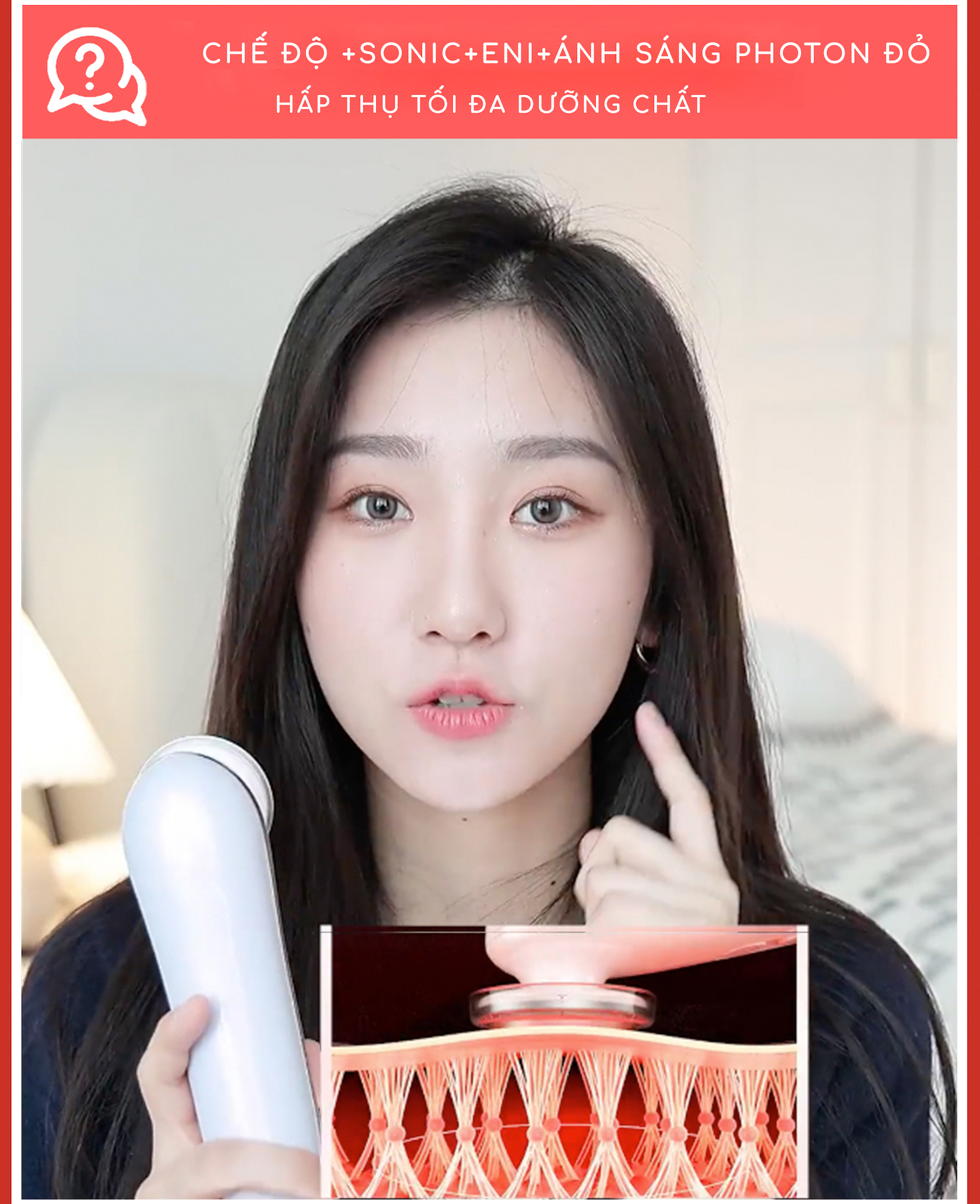 Máy điện di tinh chất siêu âm 3in1, bổ xung ION, nâng cơ EMS, Ánh sáng Photon trẻ hoá da Nanotime BEAUTY F65I BẢO HÀNH CHÍNH HÃNG 2 NĂM