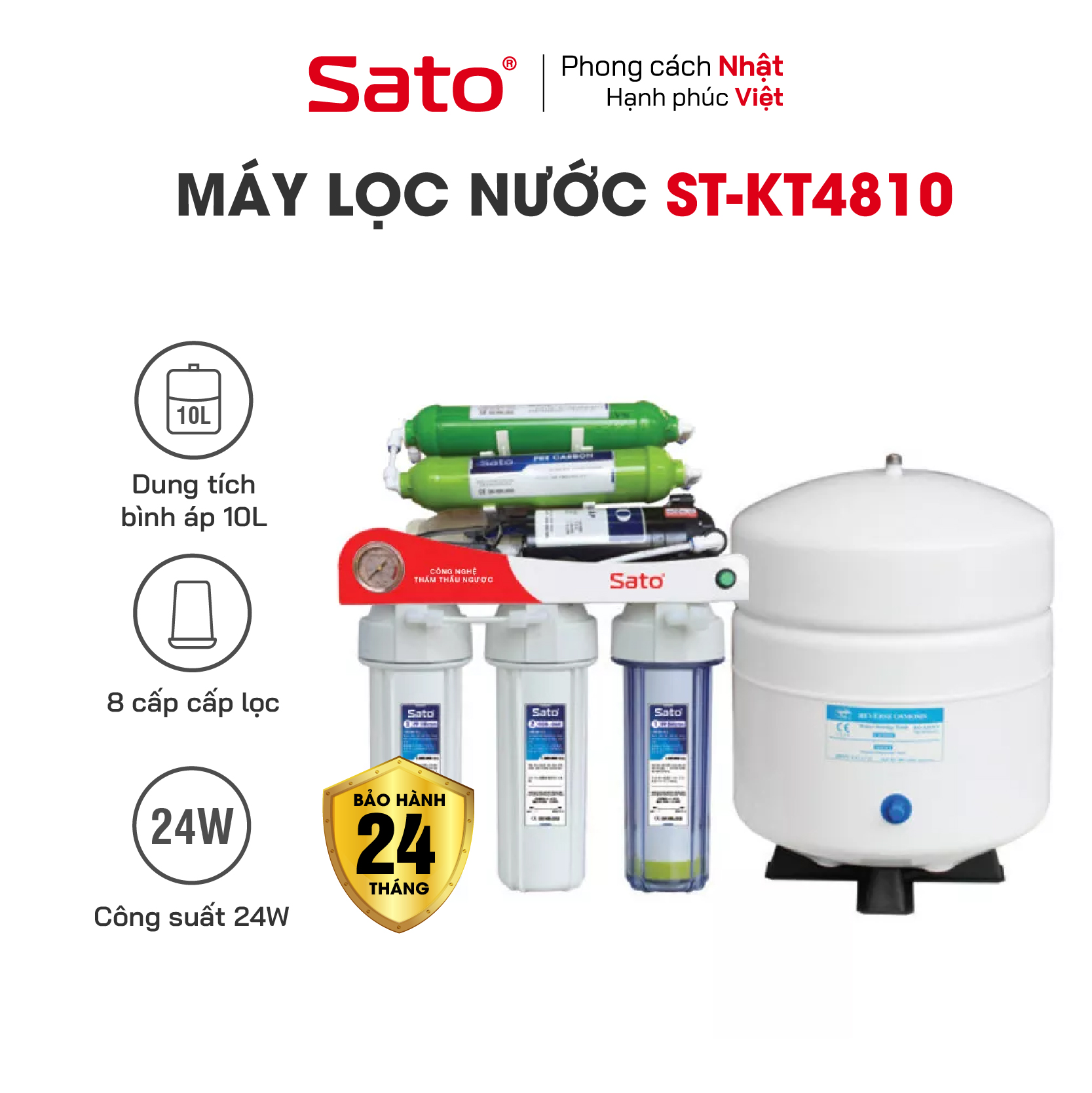 Máy lọc nước SATO KT4810 10 cấp lọc (Không tủ) - Hệ thống 10 cấp lọc mạnh mẽ, thiết kế nhỏ gọn tiện dụng - Miễn phí vận chuyển toàn quốc - Hàng chính hãng