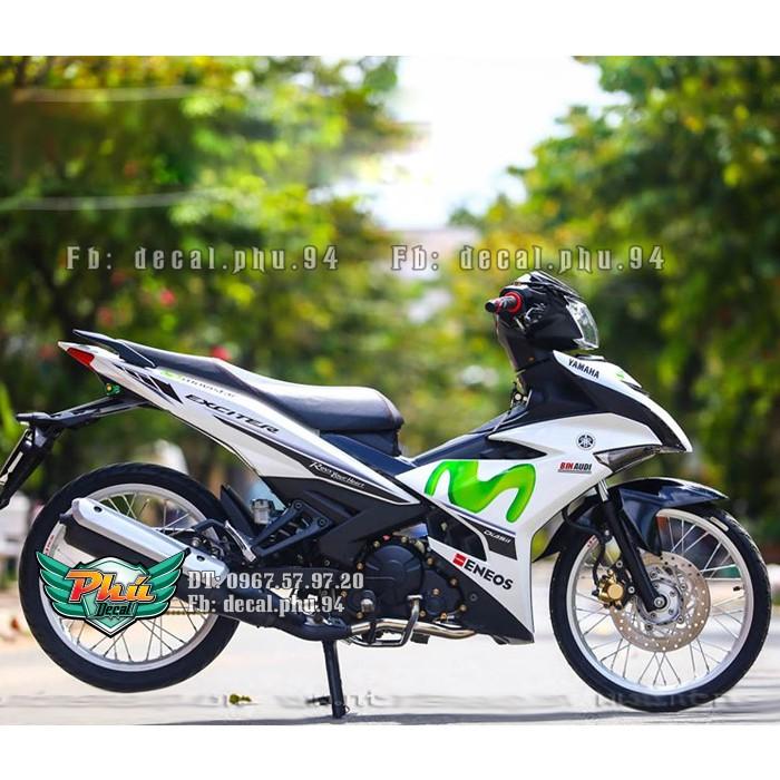 Tem rời Exciter 150 Movistar trắng xanh