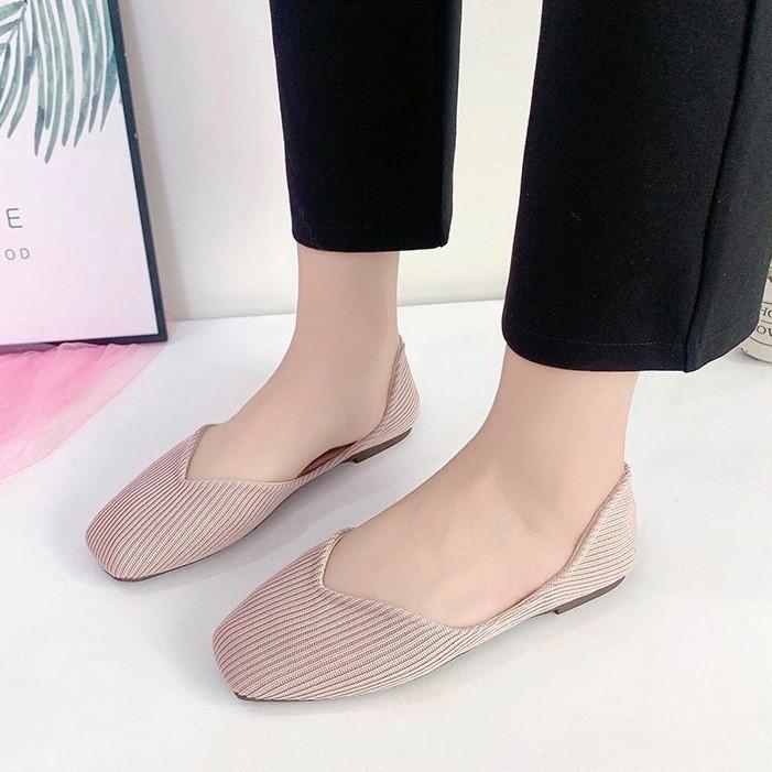 Giày Búp Bê Nữ Đế Bệt Mũi Vuông Da Lộn Chống Trơn Êm Chân Nhiều Màu Hot :Đen, Hồng, Xanh. Đủ Size 35-40 SHOP HAMI G15
