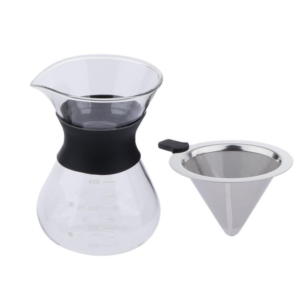 Coffee Maker Set Pour Over Hand Drip Pot + Cone Coffee Dripper Filter Net