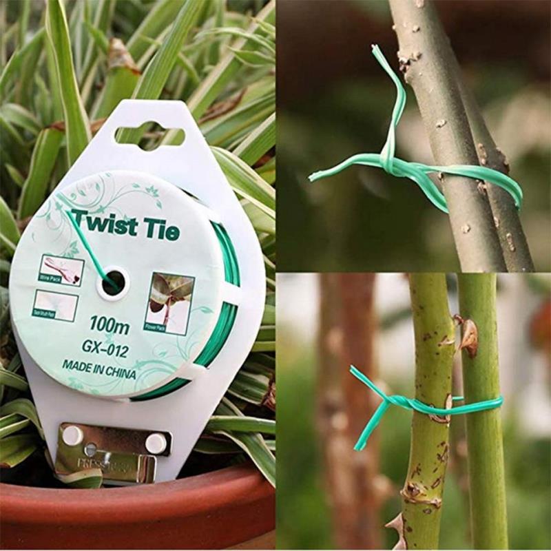 Combo 2 Cuộn dây buộc đồ đa năng Twist Tie GX-012, 100m Dây nhựa, lõi kẽm buộc Lan Dây leo