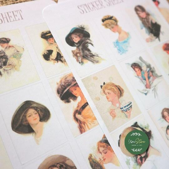 sticker sheet vintage women - sticker dán, trang trí sổ nhật kí, sổ tay | Bullet journal sticker - uni030