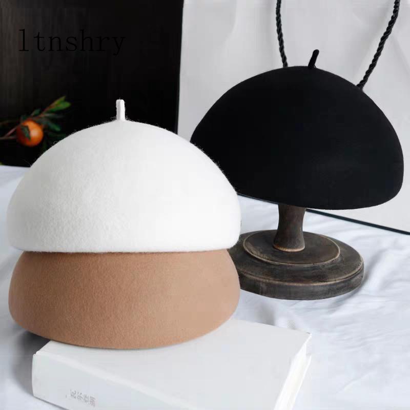 Nữ Mùa Xuân LEN MÙA ĐÔNG Mũ Nồi Nón Họa Sĩ Nón Phong Cách Nữ Len Vintage Mũ Nồi Đồng Màu Mũ Lưỡi Trai Nữ Bonnet Ấm Đi Bộ mũ Lưỡi Trai