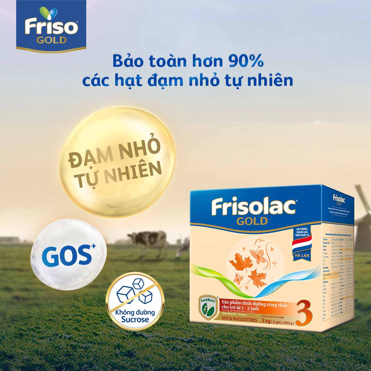 [Mới] Hộp giấy 2 Kg Frisolac Gold 3