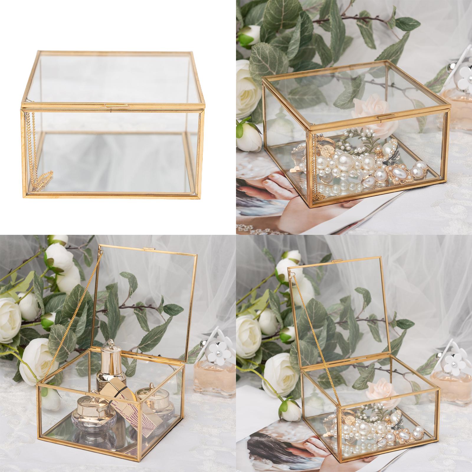 Geometric Square Covered Glass Organizer Clear Glass Jewelry Storage Box