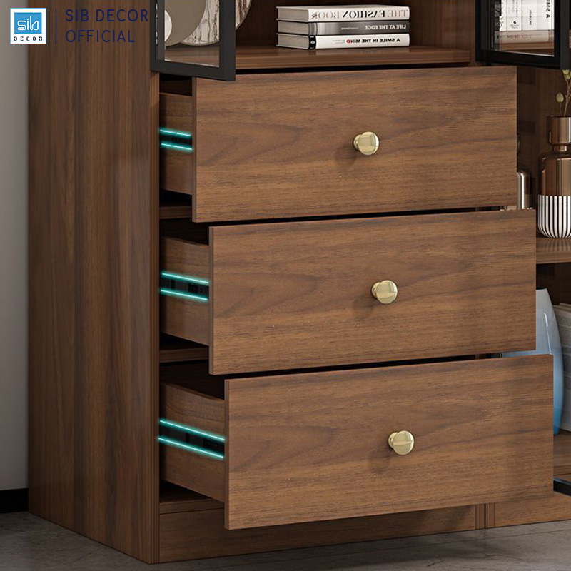 Tủ Gỗ Phối Cánh Kính Hiệu Đại Thương Hiệu SIB Decor KS602