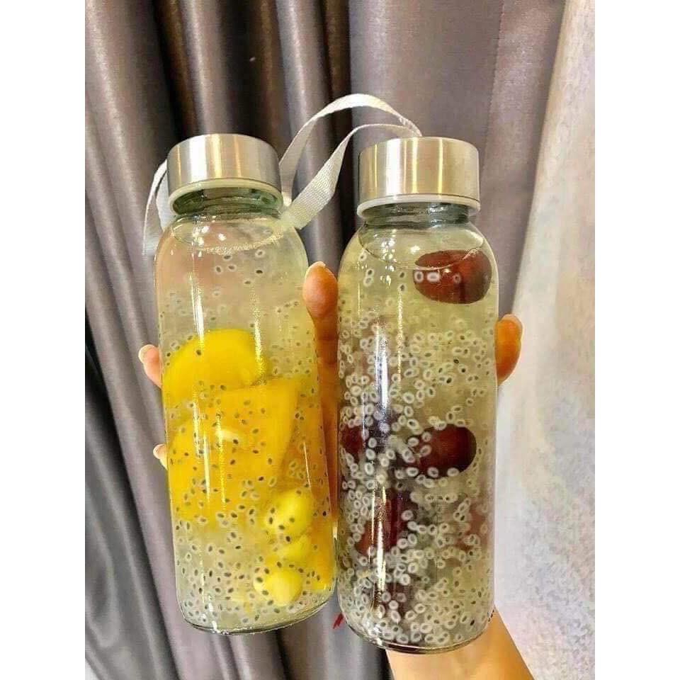 BÌNH NƯỚC DETOX THUỶ TINH 500ML CÓ QUAI XÁCH