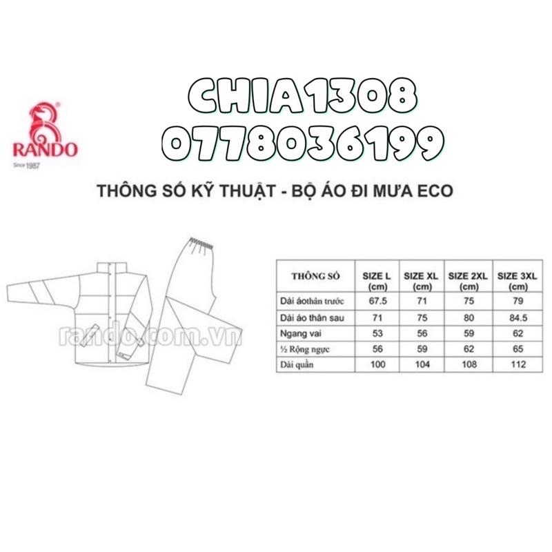 Áo mưa bộ ECO của Rando( Sỉ inbox)