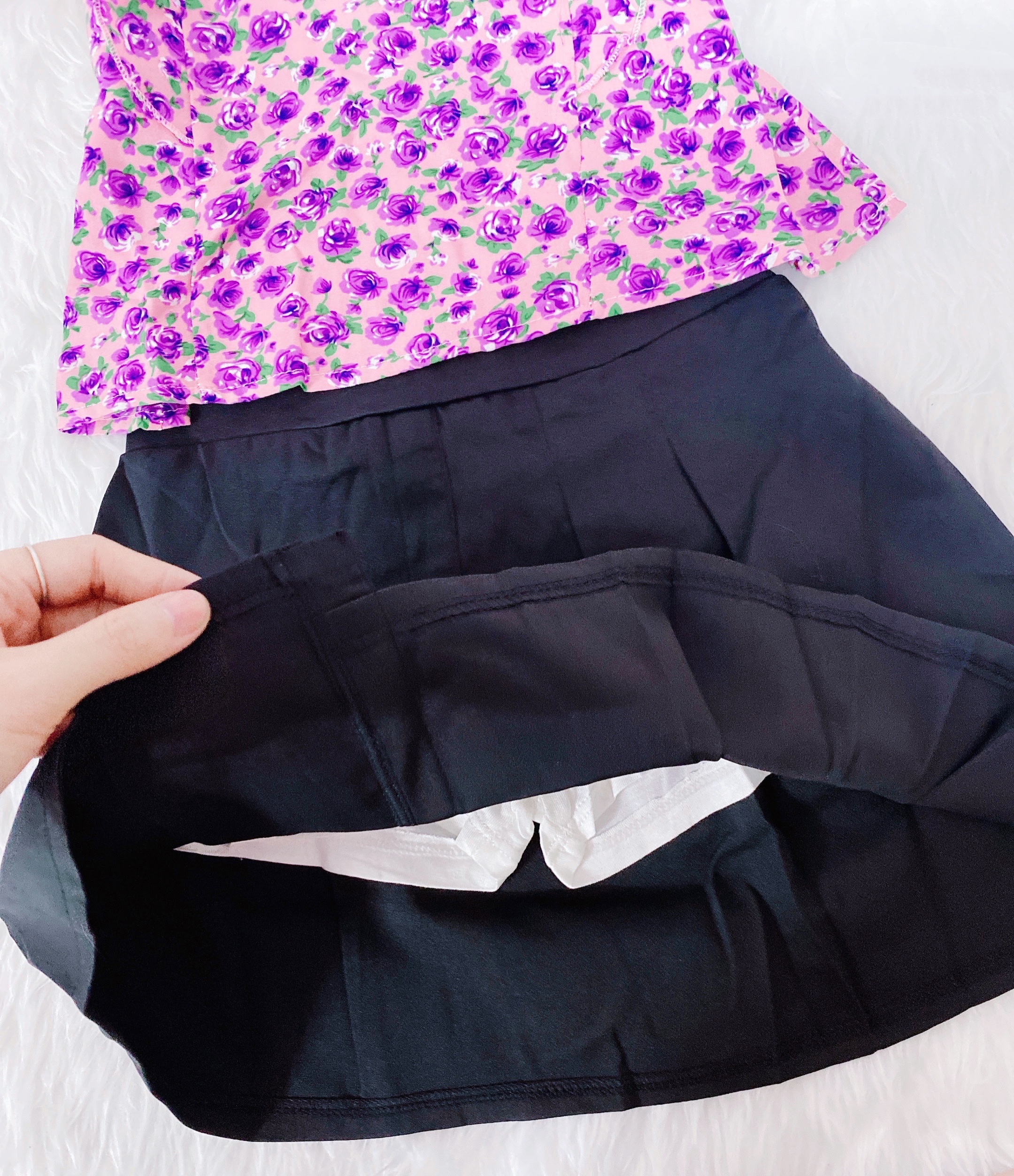 Bộ Bé Gái Size 6-22Kg, 5 Tháng->6 Tuổi Chân Váy, Áo Tặng Băng Đô Hoa Tím