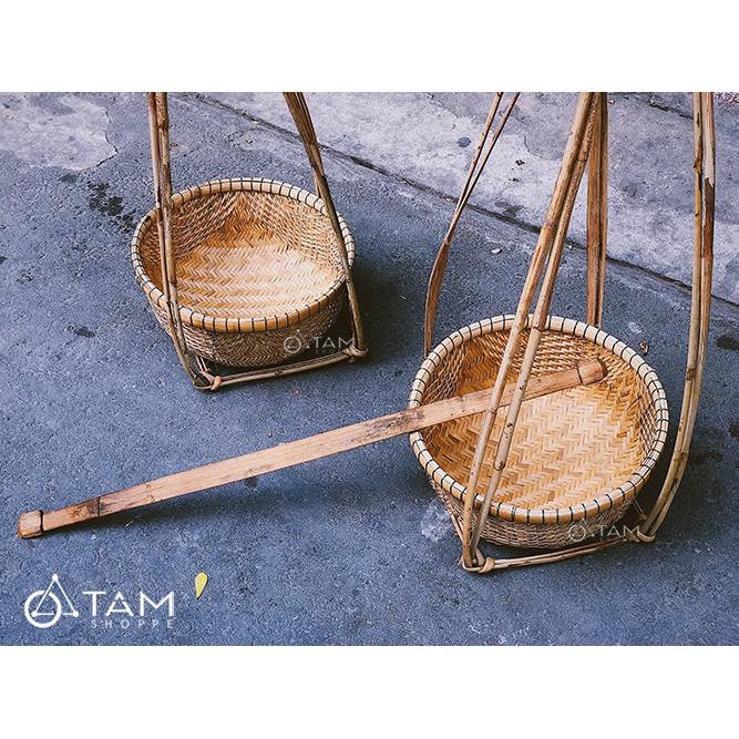 Bộ quang gánh tre lớn trang trí tiểu cảnh C90cm T-GANH-02