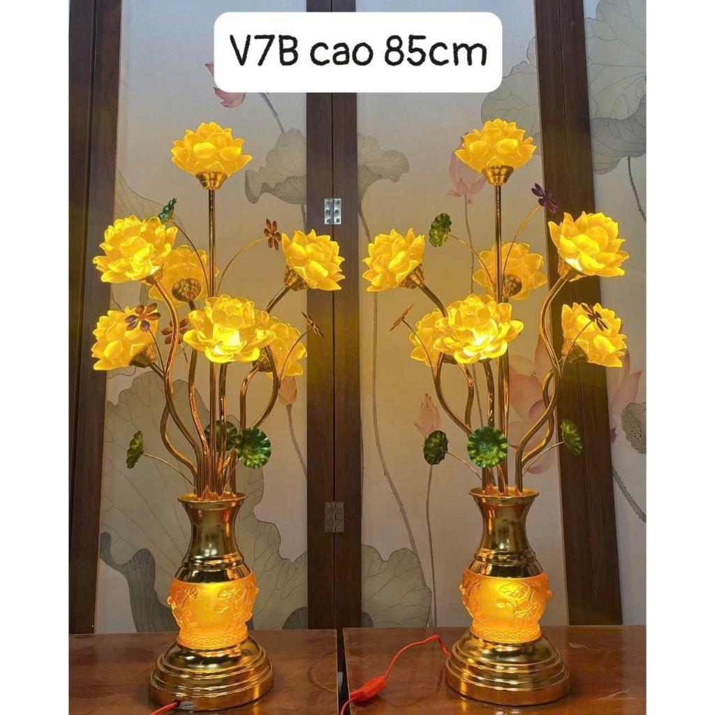 Cặp đèn thờ sen lưu ly lớn Rồng Việt, đèn thờ gia tiên 7, 9 bông hoa sen nổi bật