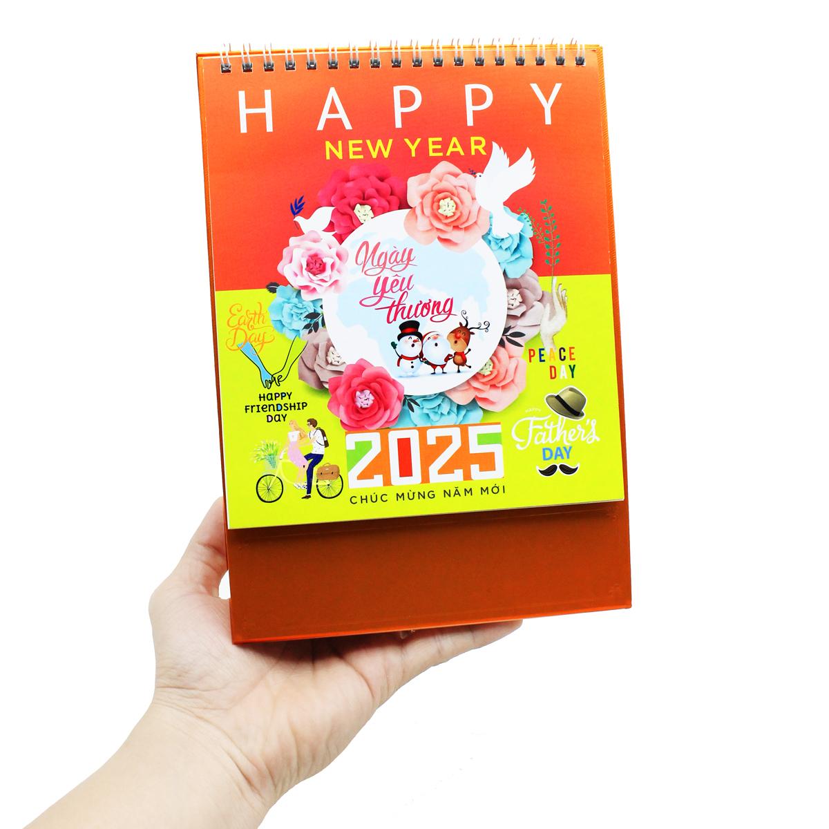 Lịch Bàn Đứng 2025 - Ngày Yêu Thương - Văn Lang VL-LB05 - Đế Màu Cam