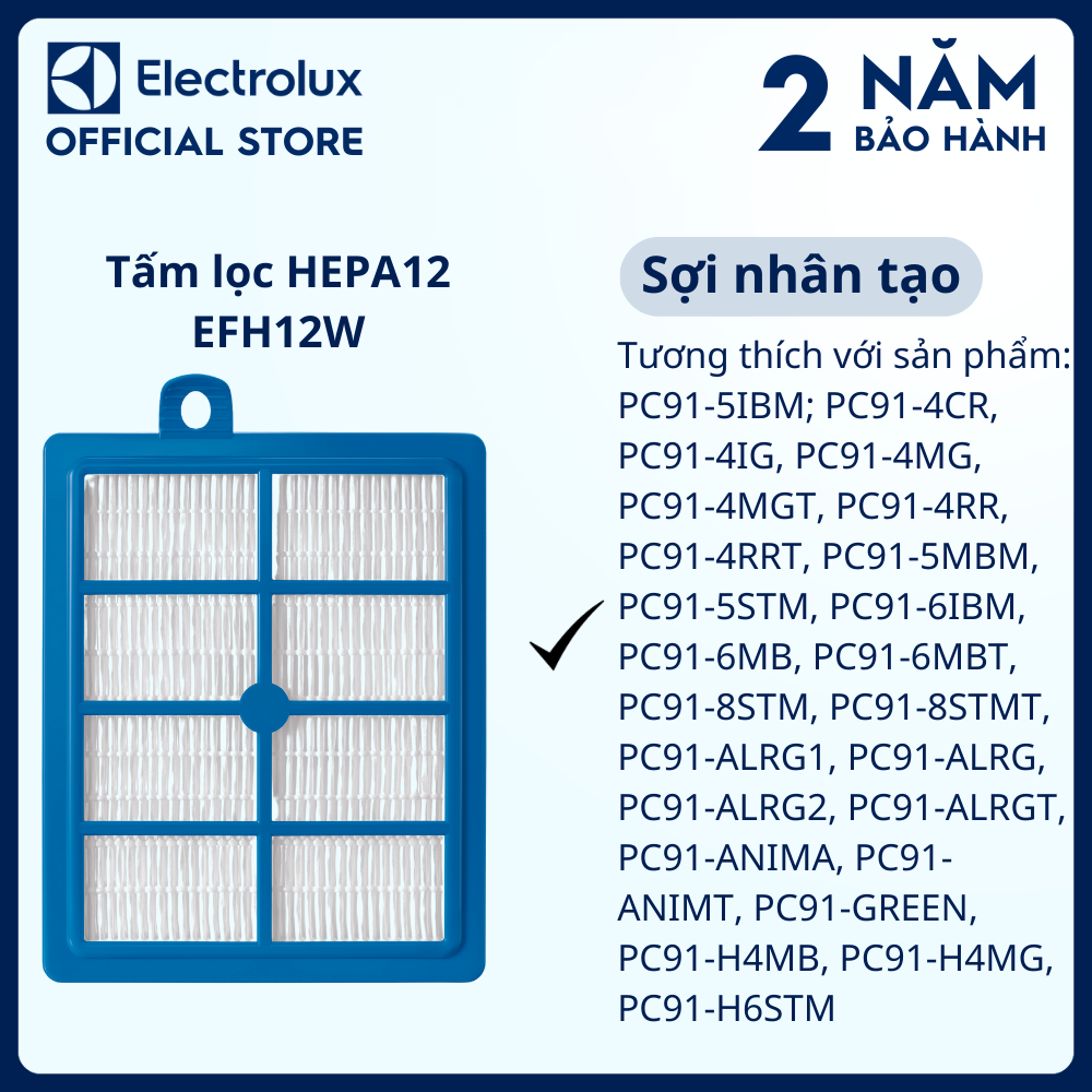 Tấm lọc Electrolux HEPA12 EFH12W, hiệu quả lọc bụi [Hàng chính hãng]