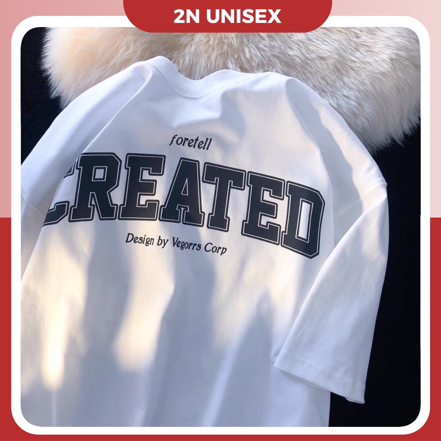 Áo thun màu đỏ tay lỡ form rộng - phông mặc Tết nam nữ cotton oversize - T shirt CREATED - 2N Unisex