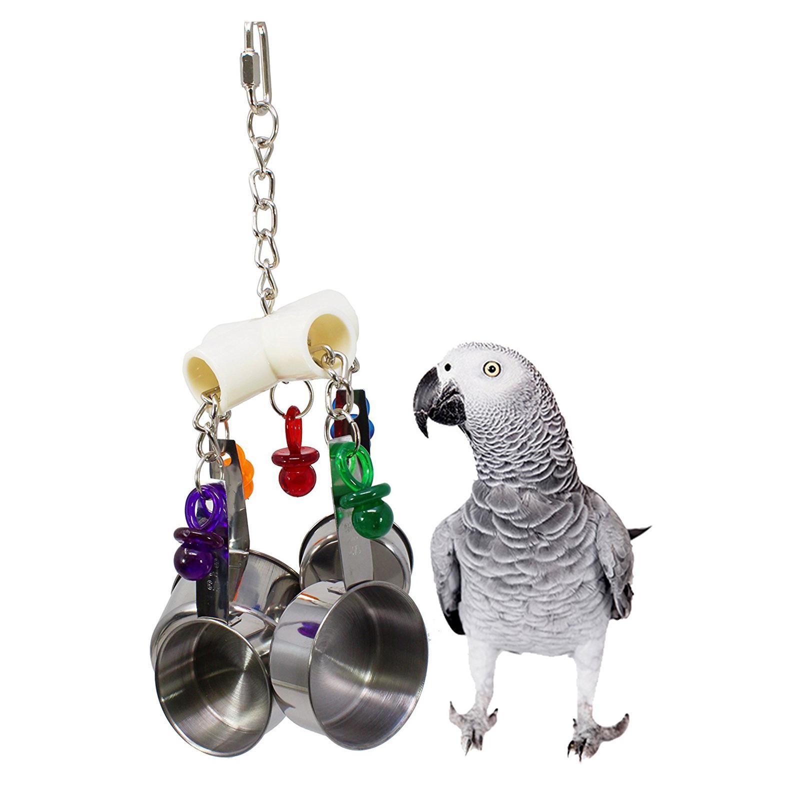 1Pcs Parrots Bite Toys Birds Stainless Steel Hanging Chewing Toys For Birds