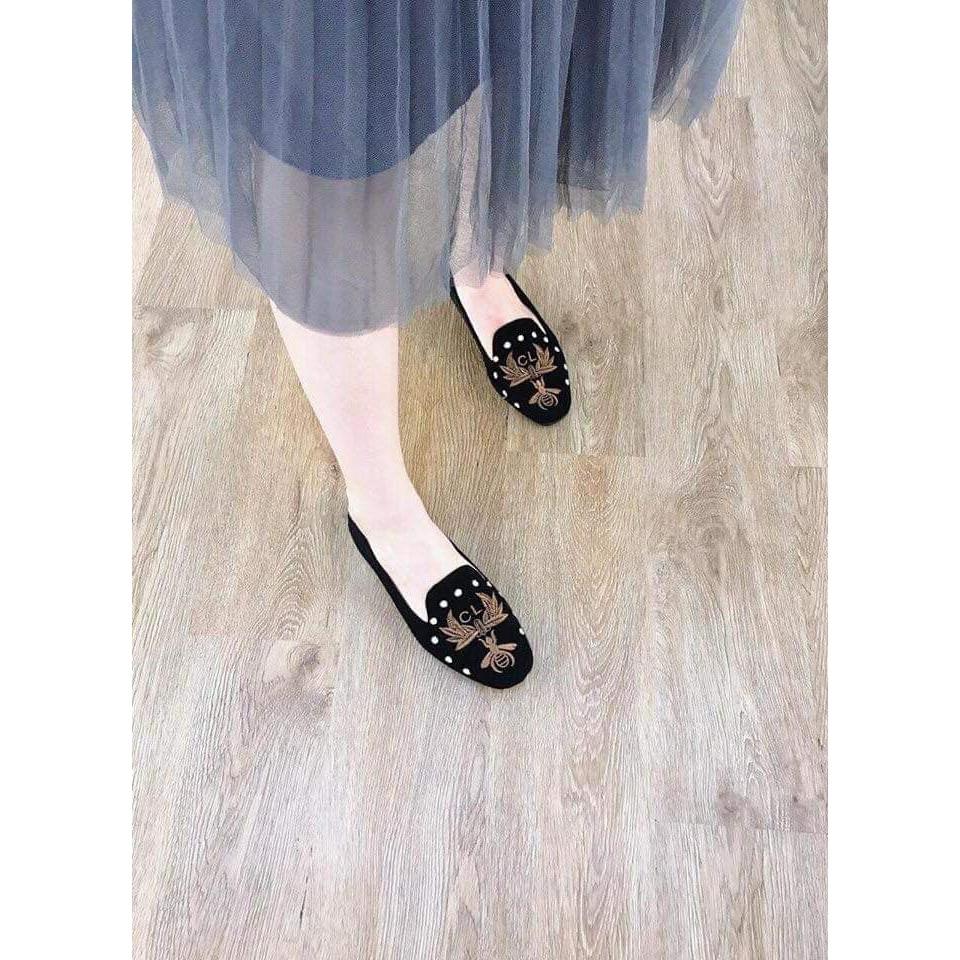 GIÀY SLIP ON NỮ THÊU ONG SIÊU CHẤT kèm clip thật