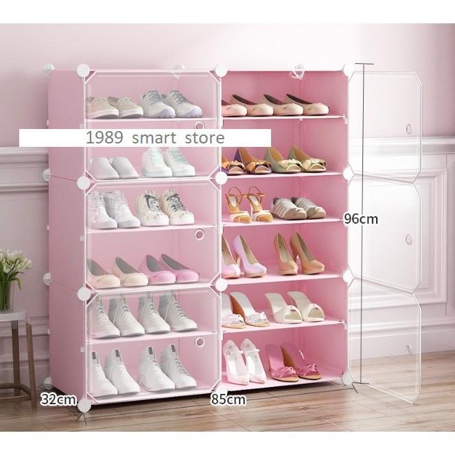 - TỦ NHỰA ĐỂ GIÀY DÉP KIỂU MỚI 12 Ô CỬA TRẮNG TRONG