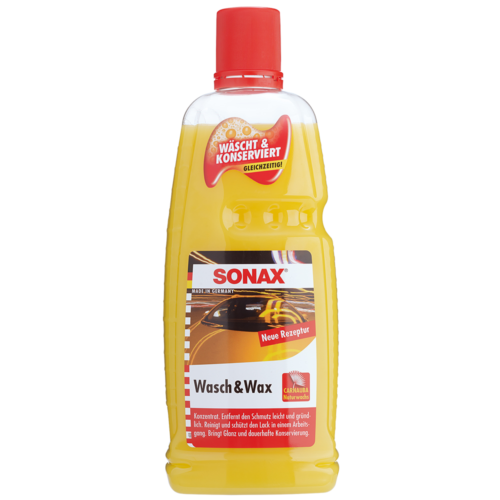 Xà bông rửa xe và tăng độ bóng sơn xe 2in1 Wash & Wax Sonax 313341 1Lit - Làm sạch bụi bẩn, bùn đất, dầu mỡ, dưỡng tăng độ bóng sơn