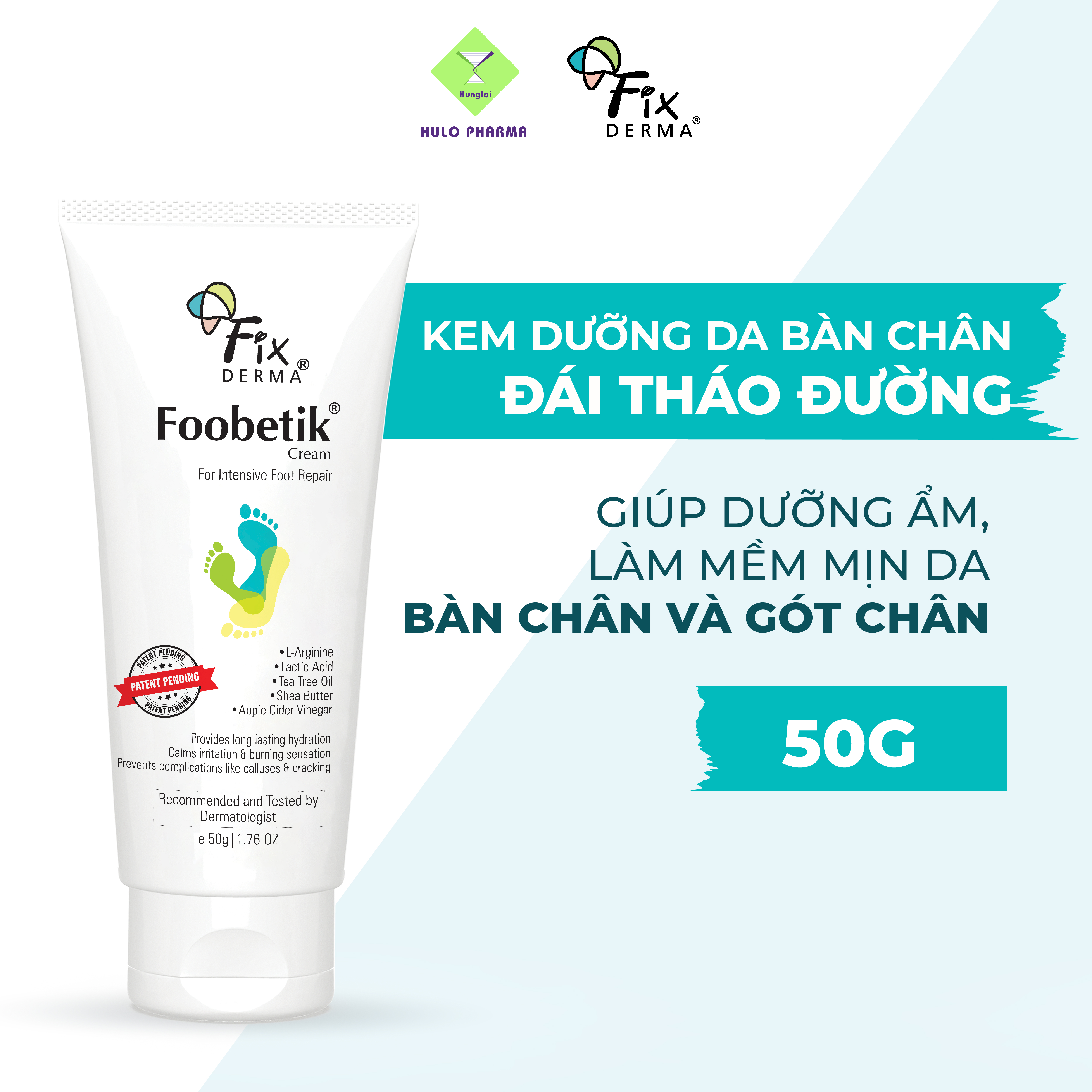 Kem Dưỡng Da Chân Chống Nấm, Giảm Ngứa FIXDERMA Foobetik Cream Làm Dịu, Lưu Thông Máu 50g [Hùng Lợi