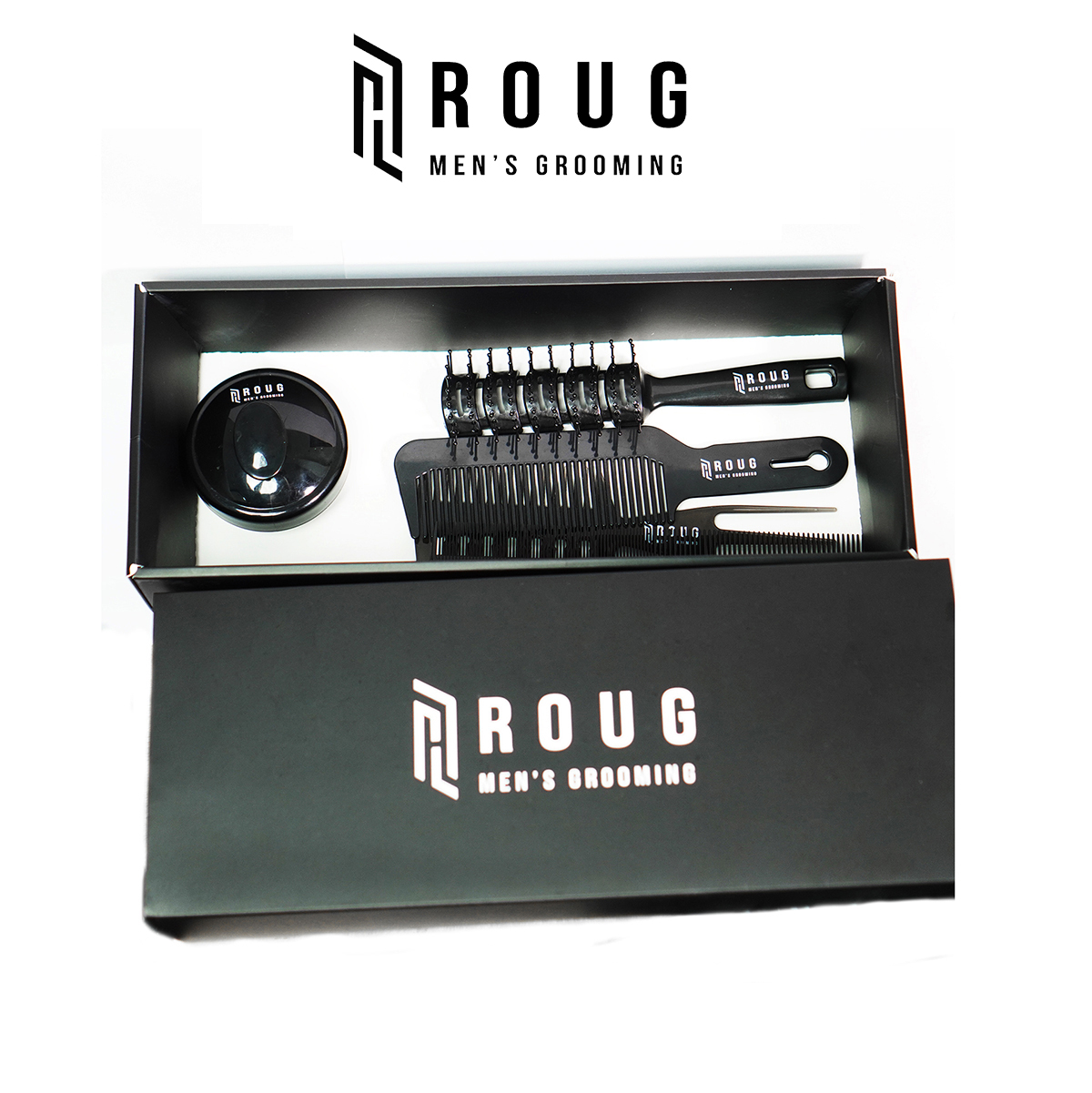 SET Lược tạo kiểu tóc Roug Men's Grooming cao cấp - Gồm 5 lược sấy, tròn, bán nguyệt, chải, gội đầu