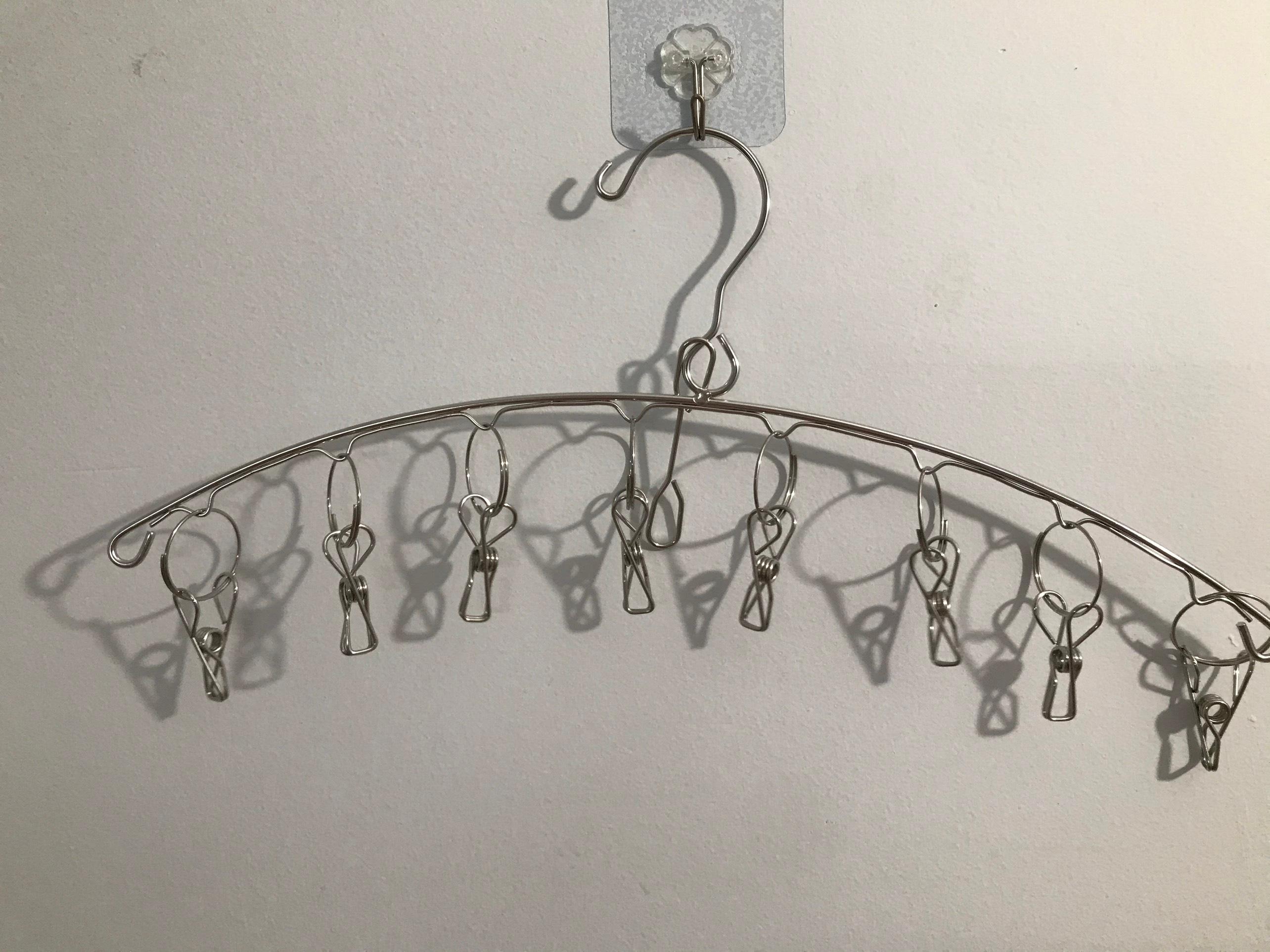 Móc treo quần áo, móc phơi đồ inox chống rơi, có 8 kẹp cố định- Phơi quần áo trẻ em, treo đồ nhà tắm, treo tất vớ, đồ lót - Hàng Chất Lượng