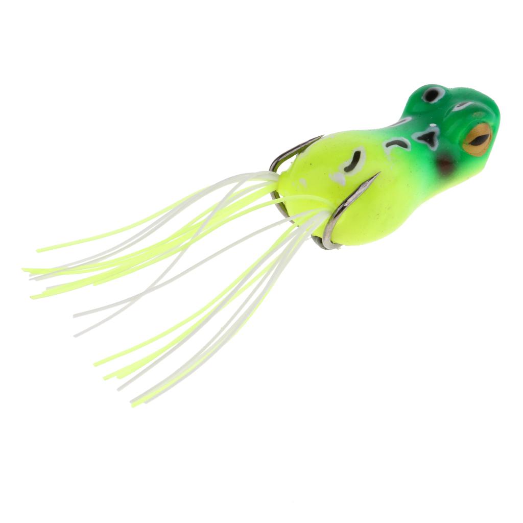 Topwater Frog Fishing Lure Soft Artificial Crankbaits Hook Baits Green A