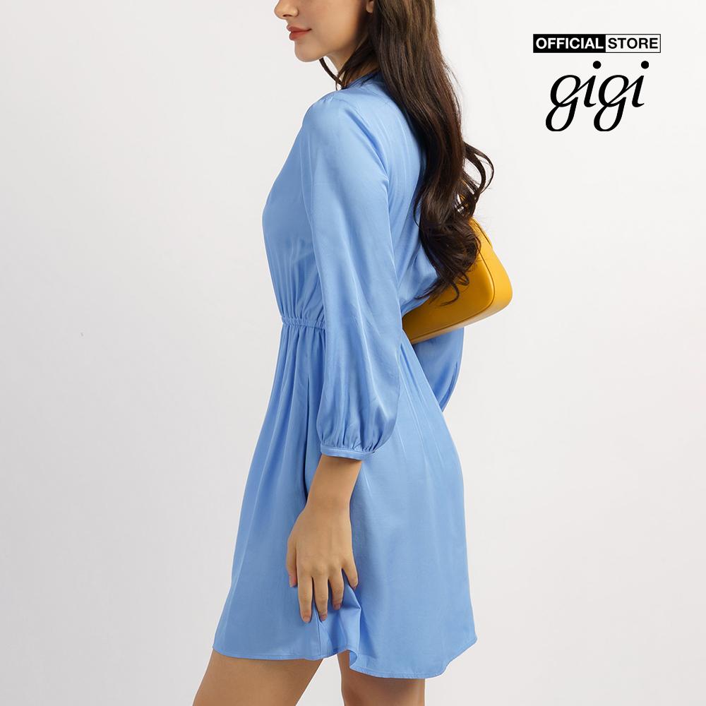 GIGI - Đầm mini cổ V tay dài xếp li thời trang G2101D221170