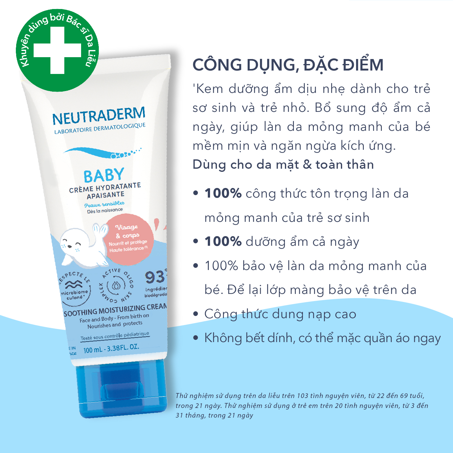 Combo chăm sóc da khô dành cho baby từ sơ sinh Neutraderm