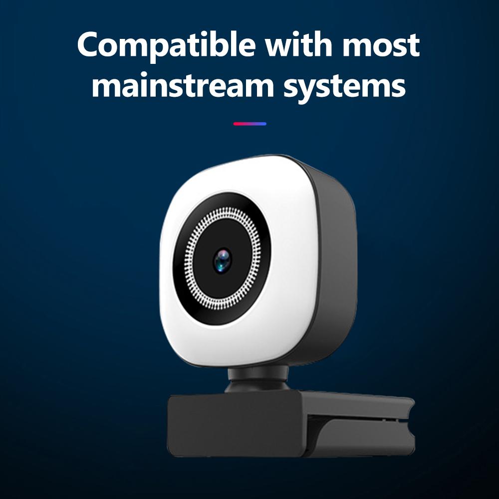 Webcam 2K cắm và chạy USB với đèn micrô tích hợp để phát trực tiếp video cuộc gọi video hội nghị truyền hình giảng dạy trực tuyến