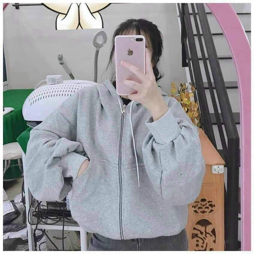 ÁO KHOÁC NỮ UNISEX FORM RỘNG CHẤT NỈ NGOẠI MỀM MỊN DÂY KÉO CỰC DUYÊN